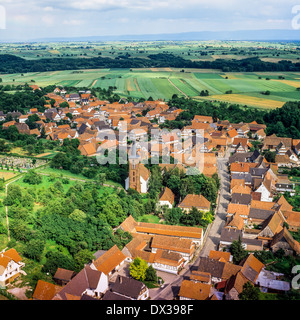 Vue aérienne de Hunspach village Alsace France Banque D'Images