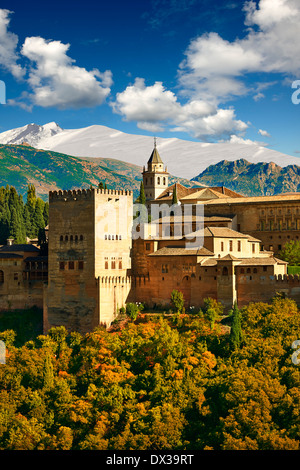Vue de l'Alhambra Palace complexe islamique Maure et de fortifications. Grenade, Andalousie, espagne. Banque D'Images