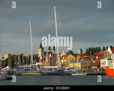 Port de Visby, Gotland, gotlands Län, Suède Banque D'Images