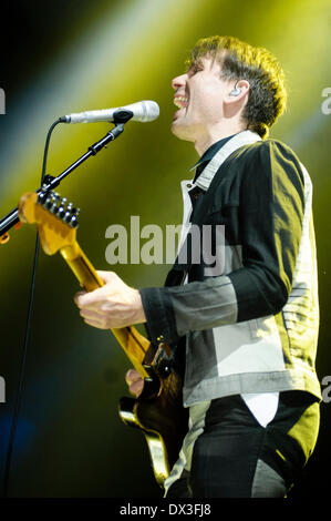 Brighton, UK. Mar 17, 2014. Franz Ferdinand joue le Brighton Dome le 17/03/2014 à Brighton Dome, Brighton. Les personnes sur la photo : Alex Kapranos. Credit : Julie Edwards/Alamy Live News Banque D'Images