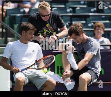 Key Biscayne, Floride, USA. 17 mars, 2014. ANDY MURRAY de Grande-bretagne pratiques au centre de tennis de Crandon Park, Key Biscayne, Miami, Floride, au Sony Open de Tennis. Lundi 17 mars 2014. Tennis - ATP - Open Sony-WTA - Miami - 2014 - USA - 17 mars 2014. Crédit : Mike Frey/Alamy Live News Banque D'Images