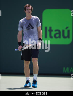 Key Biscayne, Floride, USA. 17 mars, 2014. ANDY MURRAY de Grande-bretagne pratiques au centre de tennis de Crandon Park, Key Biscayne, Miami, Floride, au Sony Open de Tennis. Lundi 17 mars 2014. Tennis - ATP - Open Sony-WTA - Miami - 2014 - USA - 17 mars 2014. Crédit : Mike Frey/Alamy Live News Banque D'Images