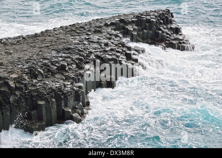 Colonnes basaltiques de la côte en commun dans l'île de Jéju JungMun Banque D'Images