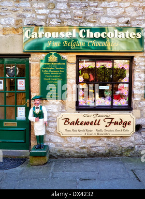 Carousel amende Belgique boutique de chocolat Bakewell Derbyshire, Angleterre, Royaume-Uni Banque D'Images