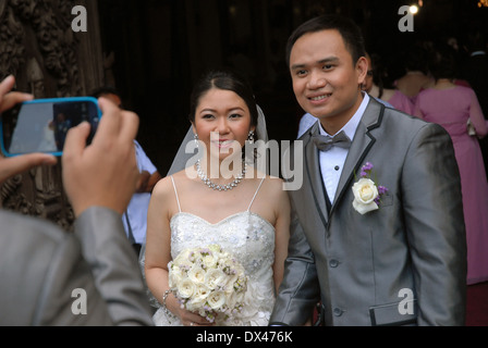 Mariage à la Cathédrale de Manille, Beaterio, Intramuros, Manille, Philippines. Banque D'Images