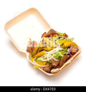 Doner kebab d'agneau isolé sur un fond blanc studio. Banque D'Images