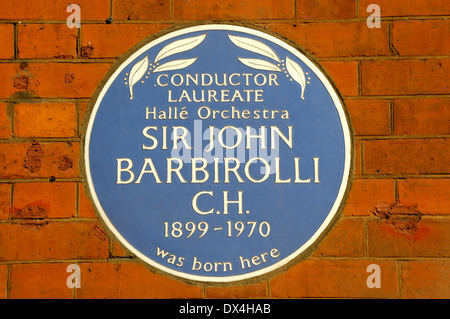 Londres, Angleterre, Royaume-Uni. Blue Plaque - naissance de Sir John Barbirolli (1899-1970) ; Chef de Southampton Row, Camden Banque D'Images