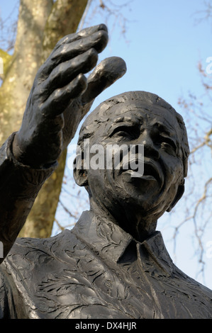 Londres, Angleterre, Royaume-Uni. Statue en bronze (Ian Walters, 2007), de Nelson Mandela à la place du Parlement. Banque D'Images