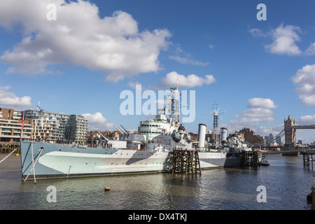 Le HMS Belfast Londres Tamise Banque D'Images