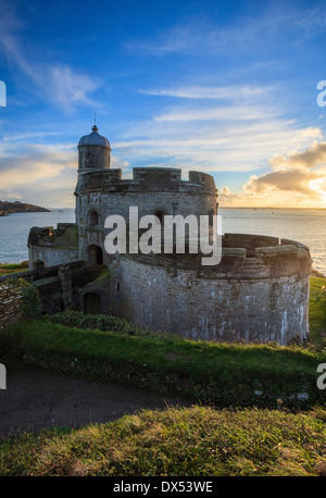 St Mawes Château capturé au coucher du soleil Banque D'Images