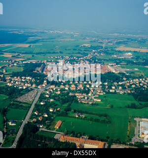 Vue aérienne de la ville de Phalsbourg Alsace France Banque D'Images