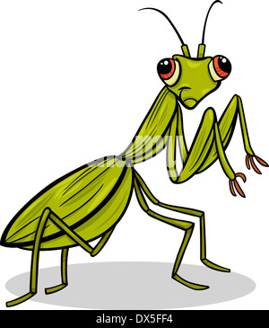 Cartoon illustration du caractère d'Insecte Mantis Drôle Banque D'Images