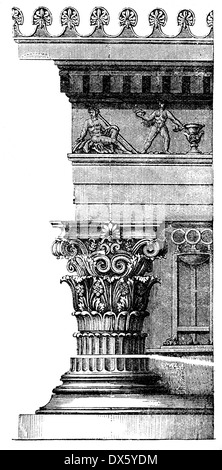 Ordre corinthien, de Choragic Monument de Lysicrates, Athènes, illustration de livre daté 1878 Banque D'Images