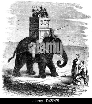 L'éléphant de combat, illustration de livre daté 1878 Banque D'Images