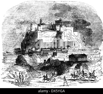 Vue de l'ancienne Athènes, Grèce, illustration de livre daté 1878 Banque D'Images
