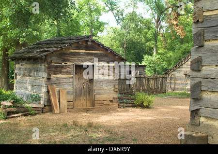 La famille Lincoln's log shed (réplique), Lincoln Boyhood National Memorial, dans l'Indiana. Photographie numérique Banque D'Images