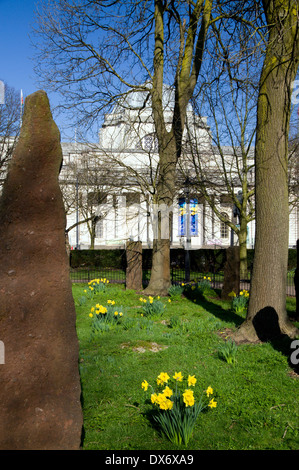 Musée National du Pays de Galles de la Gorsedd Gardens, Cathays Park, Cardiff, Pays de Galles. Banque D'Images