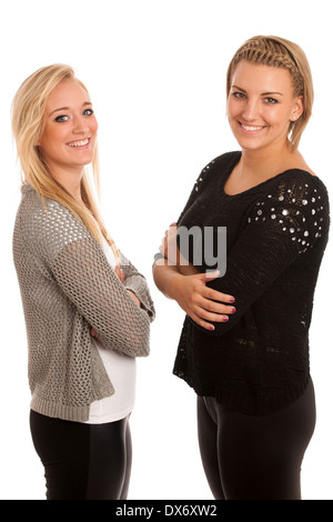 Portrait de deux belles filles isolées Banque D'Images