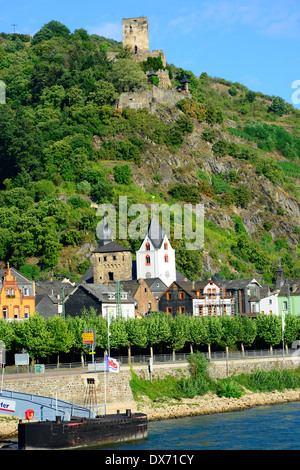 Château de la vallée de la rivière du Rhin Kaub Allemagne Europe Vignobles VIGNOBLES DE CROISIÈRE Banque D'Images