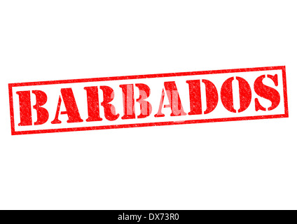 La Barbade Tampon de caoutchouc sur un fond blanc. Banque D'Images
