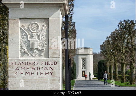 La WW1 Flanders Field American Cemetery and Memorial à Waregem, la seule Première Guerre mondiale un cimetière militaire américain en Belgique Banque D'Images