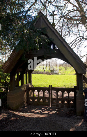 L'lychgate, Eglise Saint-Martin, Barcheston, Warwickshire, England, UK Banque D'Images