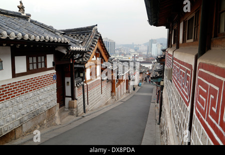 Village Hanok traditionnel coréen à Séoul, Corée du Sud Banque D'Images