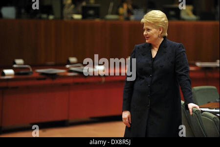 Bruxelles, Belgique. Le 20 mars 2014. Jeudi. Mar 20, 2014. Le Président de la Lituanie Dalia Grybauskaite est vu au sommet de l'UE à Bruxelles le jeudi 20 mars 2014. Credit : Jakub Dospiva/CTK Photo/Alamy Live News Banque D'Images