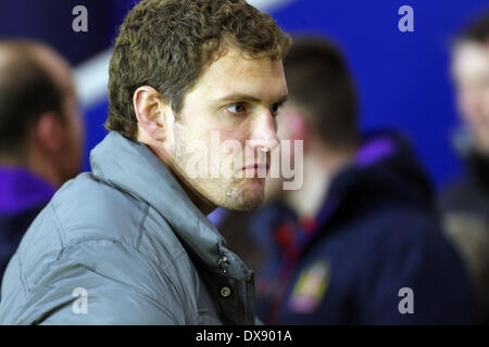 Warrington, Royaume-Uni. Mar 20, 2014. Sean O'Loughlin de Wigan Warriors était un notable sur le terrain des absents pour tonights match entre Warrington Wolves v Wigan Warriors au stade Halliwell Jones. © Plus Sport Action/Alamy Live News Banque D'Images