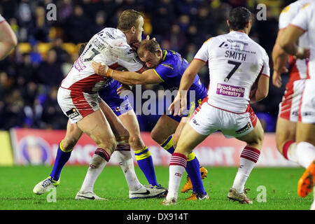 Warrington, Royaume-Uni. Mar 20, 2014. Dom Crosby de Wigan Warriors en action lors de la Super League match entre Warrington Wolves v Wigan Warriors au stade Halliwell Jones. Credit : Action Plus Sport/Alamy Live News Banque D'Images