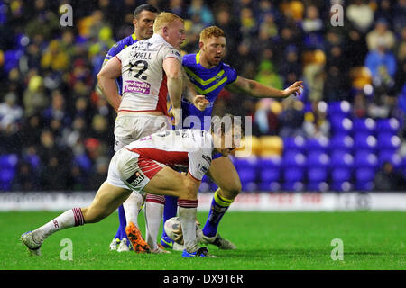 Warrington, Royaume-Uni. Mar 20, 2014. Logan Tomkins de Wigan Warriors en action lors de la Super League match entre Warrington Wolves v Wigan Warriors au stade Halliwell Jones. Credit : Action Plus Sport/Alamy Live News Banque D'Images