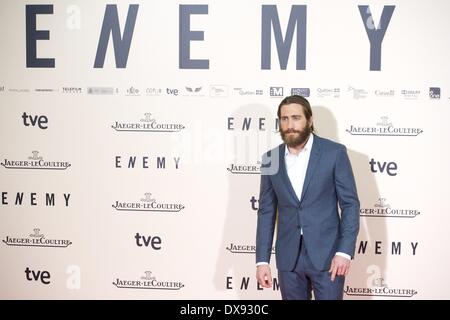 Madrid, Espagne. Mar 20, 2014. L'acteur américain Jake Gyllenhaal assiste à "ennemi" première mondiale au cinéma Palafox le 20 mars 2014 à Madrid Crédit : Jack Abuin/ZUMAPRESS.com/Alamy Live News Banque D'Images