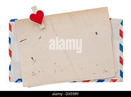 Vintage air mail enveloppe. retro poster lettre d'amour. grungy paper background Banque D'Images