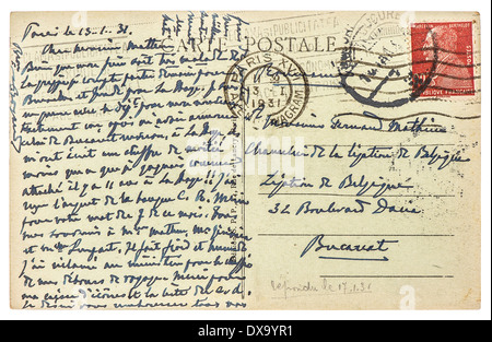 FRANCE, Paris - 1931 : vieille carte postale manuscrite lettre avec texte illisible undefined Banque D'Images