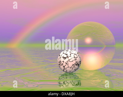Image générée par ordinateur d'un arc-en-ciel sur un miroir d'Sphere Banque D'Images