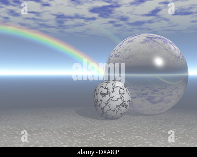 Image générée par ordinateur d'un arc-en-ciel sur un miroir d'Sphere Banque D'Images
