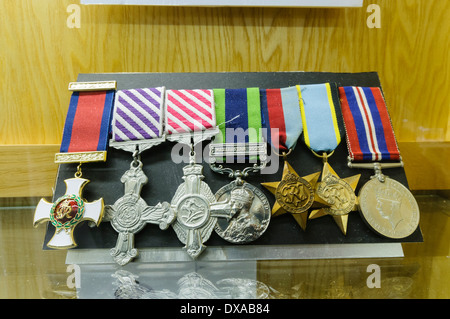 Médailles appartenant à un ancien combattant de la seconde guerre mondiale, y compris une Distinguished Flying Cross Banque D'Images