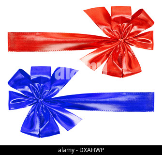 Red et Blue bow isolated on white Banque D'Images