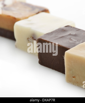 Carrés de Fudge au chocolat,Close Up Banque D'Images