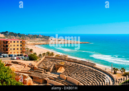 Une vue de l'Amphithéâtre Romain de Tarragone, Espagne Banque D'Images