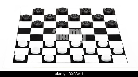 Position de départ sur le vinyle 8x8 checkers board isolé sur fond blanc Banque D'Images