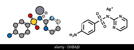 Sulfadiazine d'antibactérien topique molécule pharmaceutique. Utilisé dans le traitement de plaies et brûlures. Banque D'Images