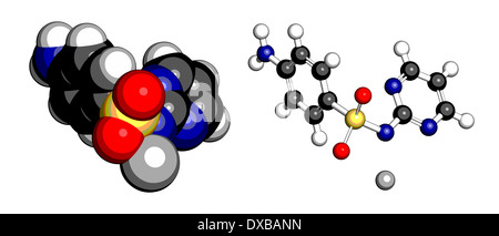 Sulfadiazine d'antibactérien topique molécule pharmaceutique. Utilisé dans le traitement de plaies et brûlures. Banque D'Images