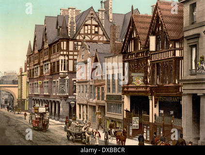 Eastgate Street et Newgate Street, Chester, Angleterre, vers 1900 Banque D'Images