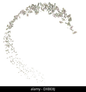 Dollars en vol sur le fond isolé Banque D'Images