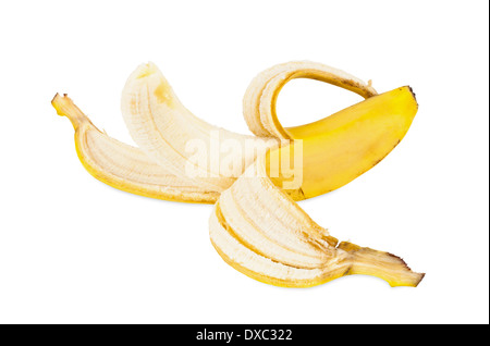 Bananes pelées isolé sur fond blanc avec clipping path Banque D'Images