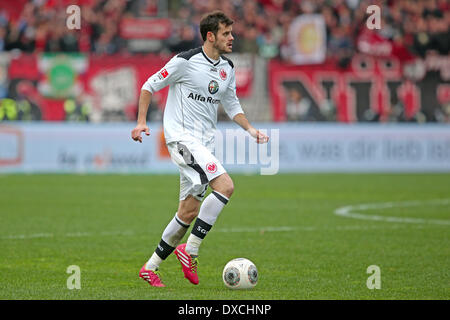 Nuremberg, Allemagne. Mar 23, 2014. Frankfurt's Tranquillo Barnetta en action au cours de la Bundesliga match de foot entre 1. FC Nuremberg et de l'Eintracht Frankfurt au Grundig Stadion à Nuremberg, Allemagne, 23 mars 2014. Photo : DANIEL KARMANN/dpa/Alamy Live News Banque D'Images