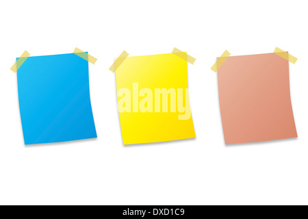 Trois post it on white background vector illustration Banque D'Images