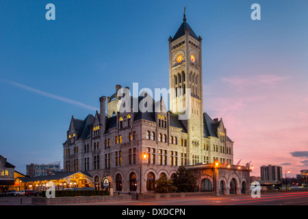 Union Station - la gare restaurée, aujourd'hui un hôtel de luxe, Nashville, Tennessee, USA Banque D'Images