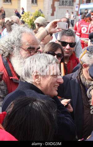 Latina, Italie. 22 mars 2014. Don Luigi Ciotti au Libera Jour de la mémoire et de l'engagement pour commémorer toutes les victimes de la Mafia, Latina, Italie. Credit : Gari Wyn Williams / Alamy Live News Banque D'Images